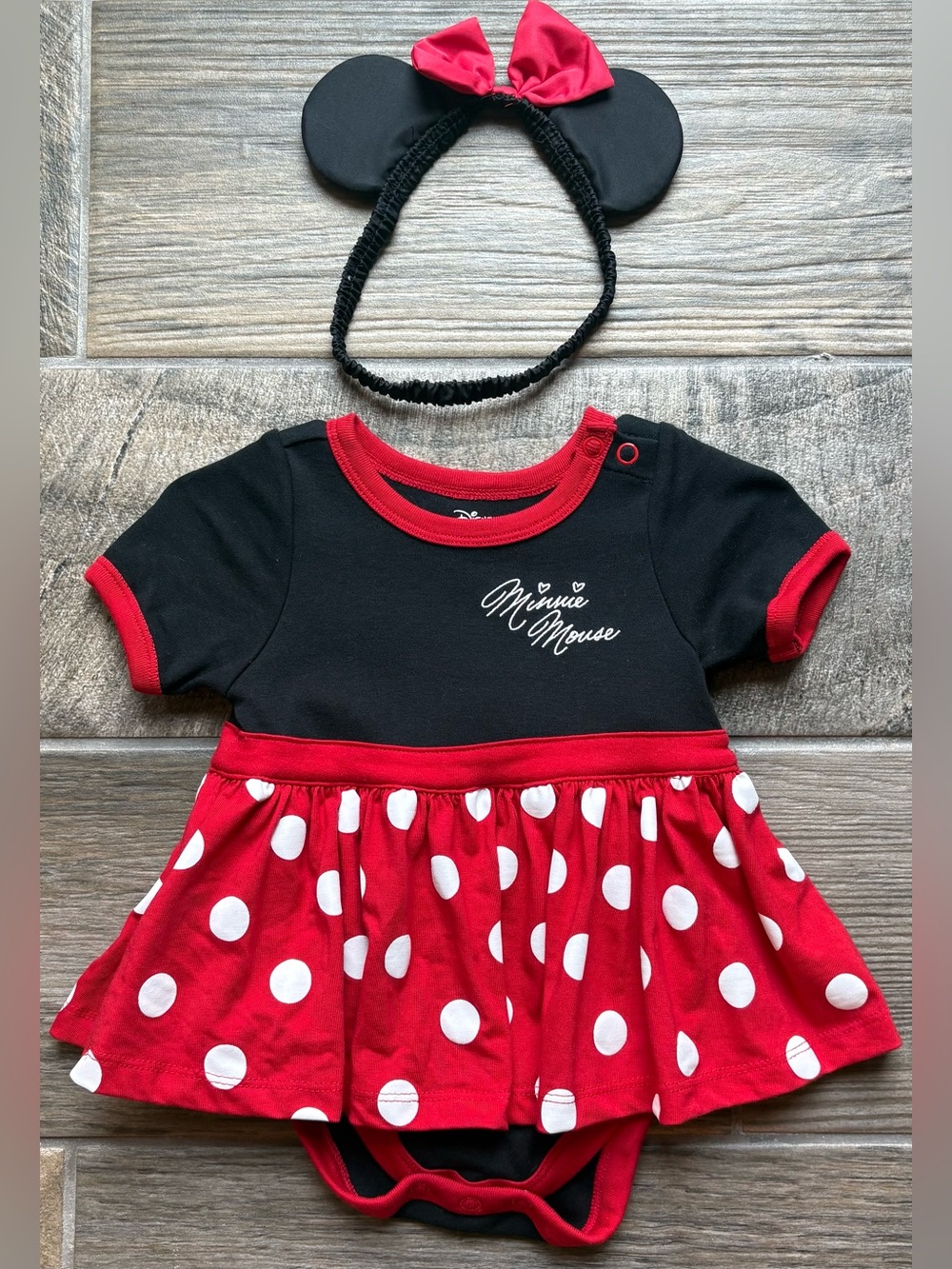 Minnie Mouse Red Dress Bodysuit with Headband